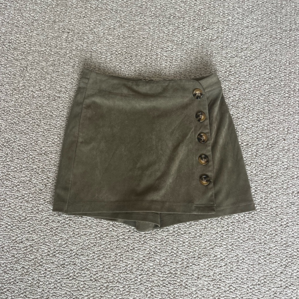 Altar'd State Green Asymmetrical Mini Skort